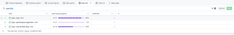 Screenshot of GitHub epic view
