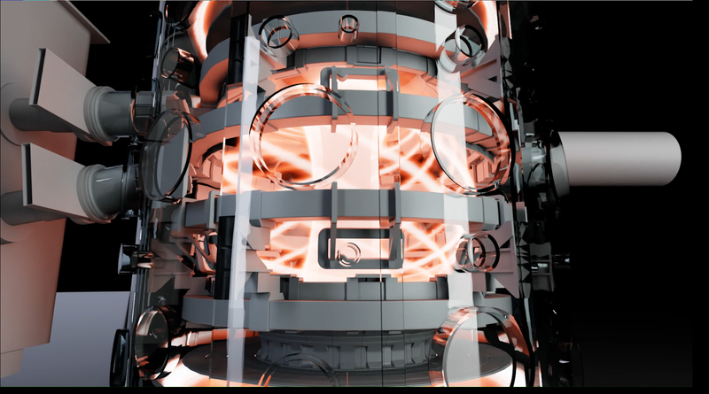 Nvidia Omniverse rendering of MAST-U CAD geometry with simulated plasma inside (Ekin Ozturk, ICL; Patrik Hadorn Nvidia and Stanislav Pamela, UKAEA)